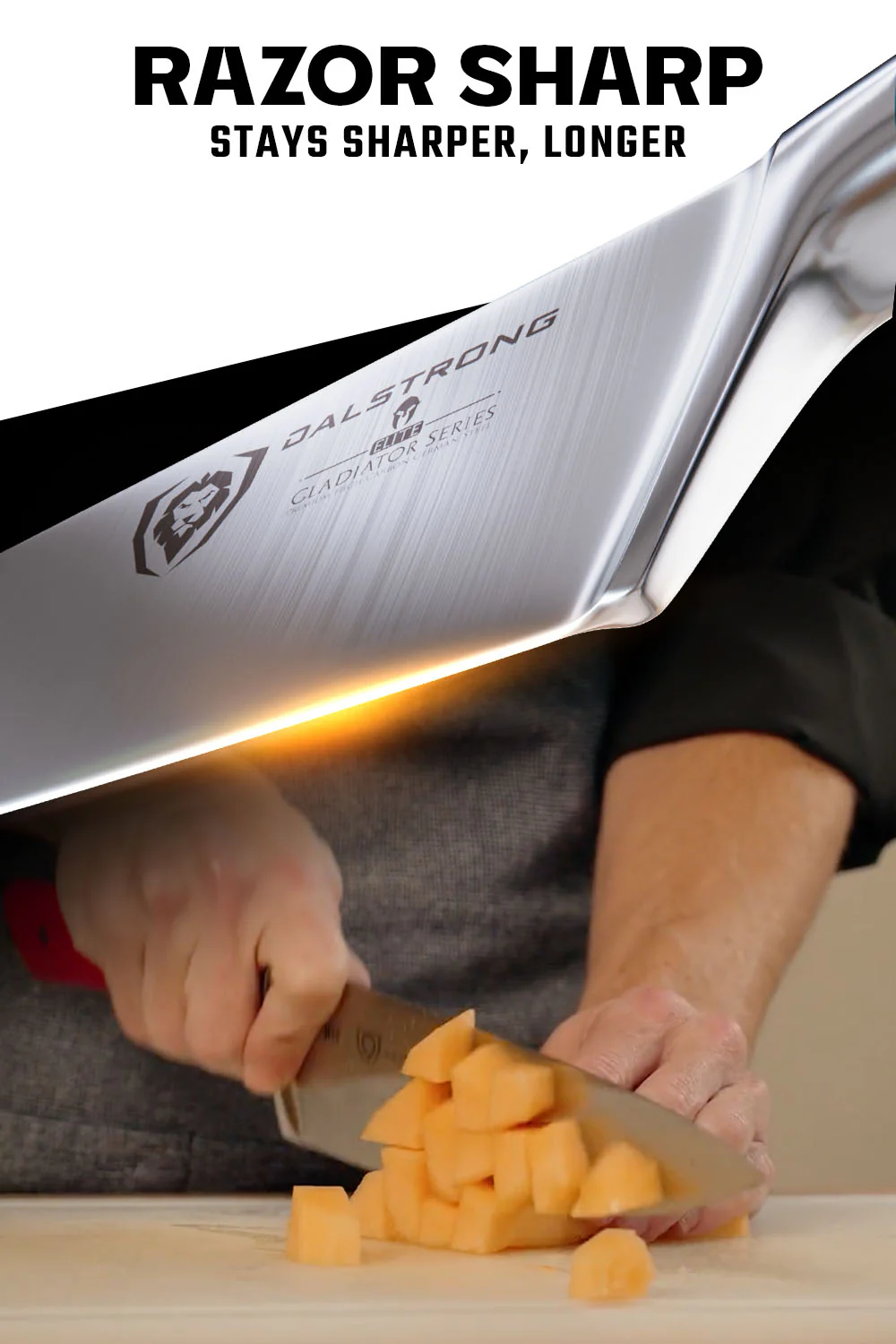 Chef's Knife 8" | Crimson Red Handle | Gladiator Series | NSF Certified | Dalstrong © - Image 3