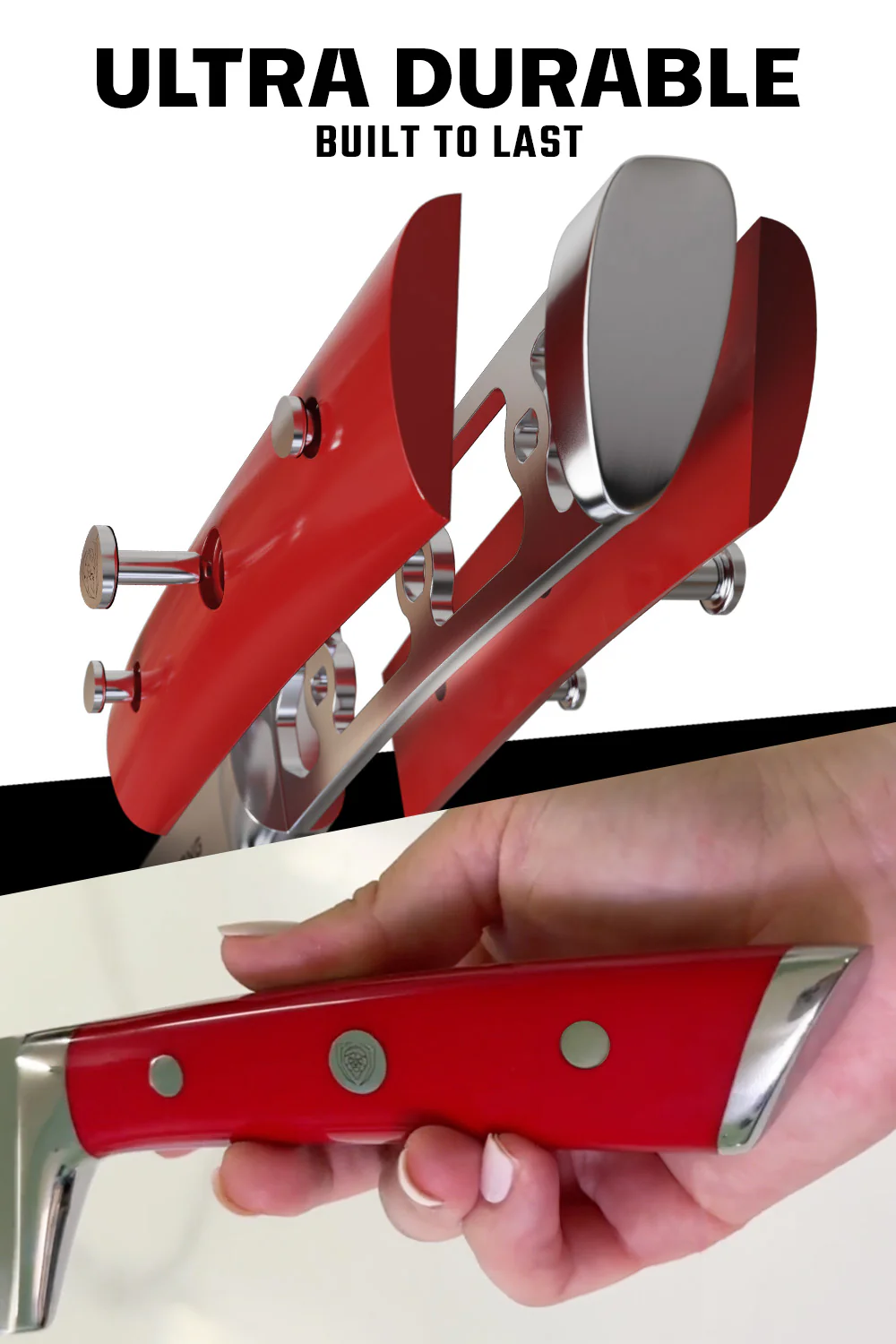 Chef's Knife 8" | Crimson Red Handle | Gladiator Series | NSF Certified | Dalstrong © - Image 4