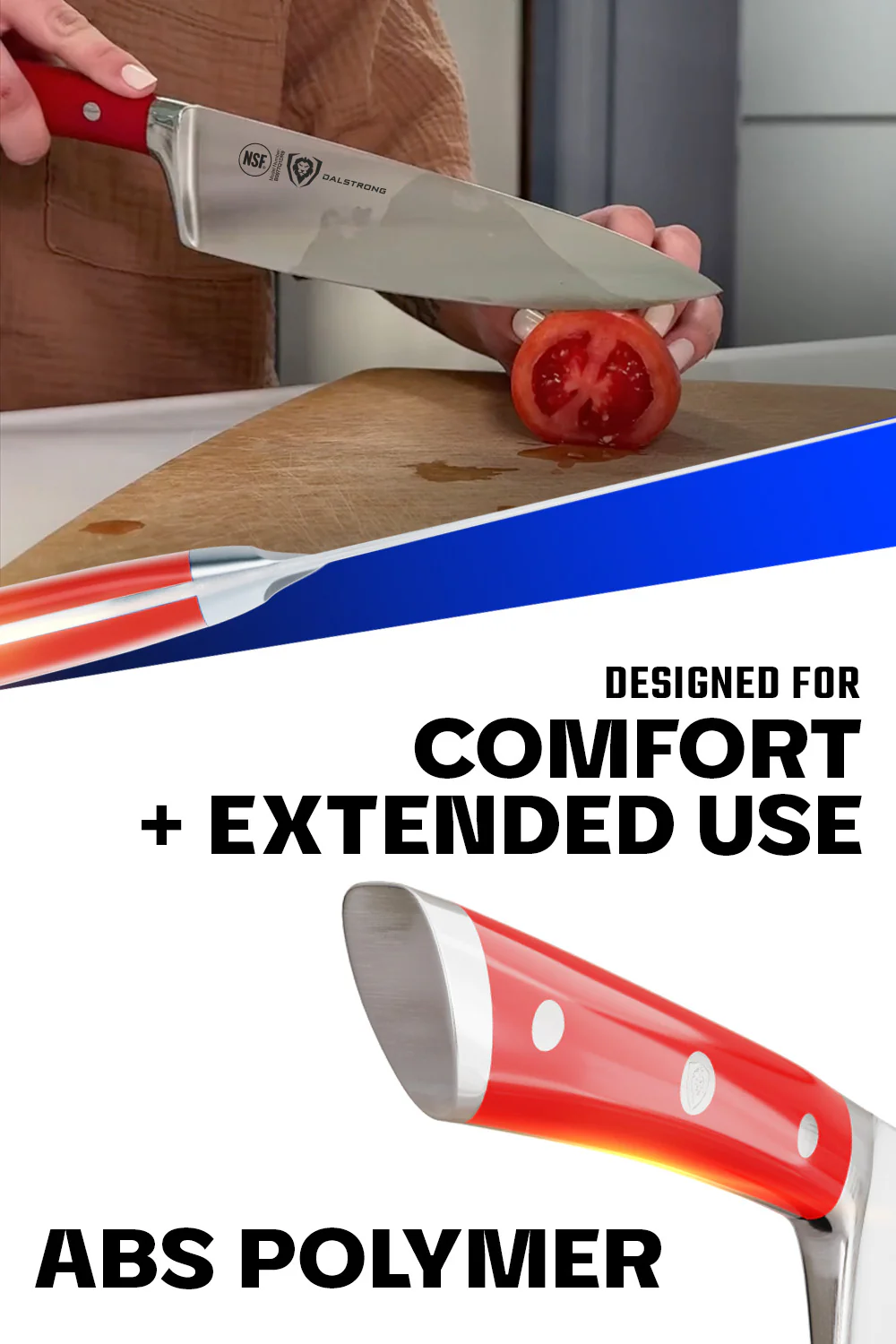 Chef's Knife 8" | Crimson Red Handle | Gladiator Series | NSF Certified | Dalstrong © - Image 5