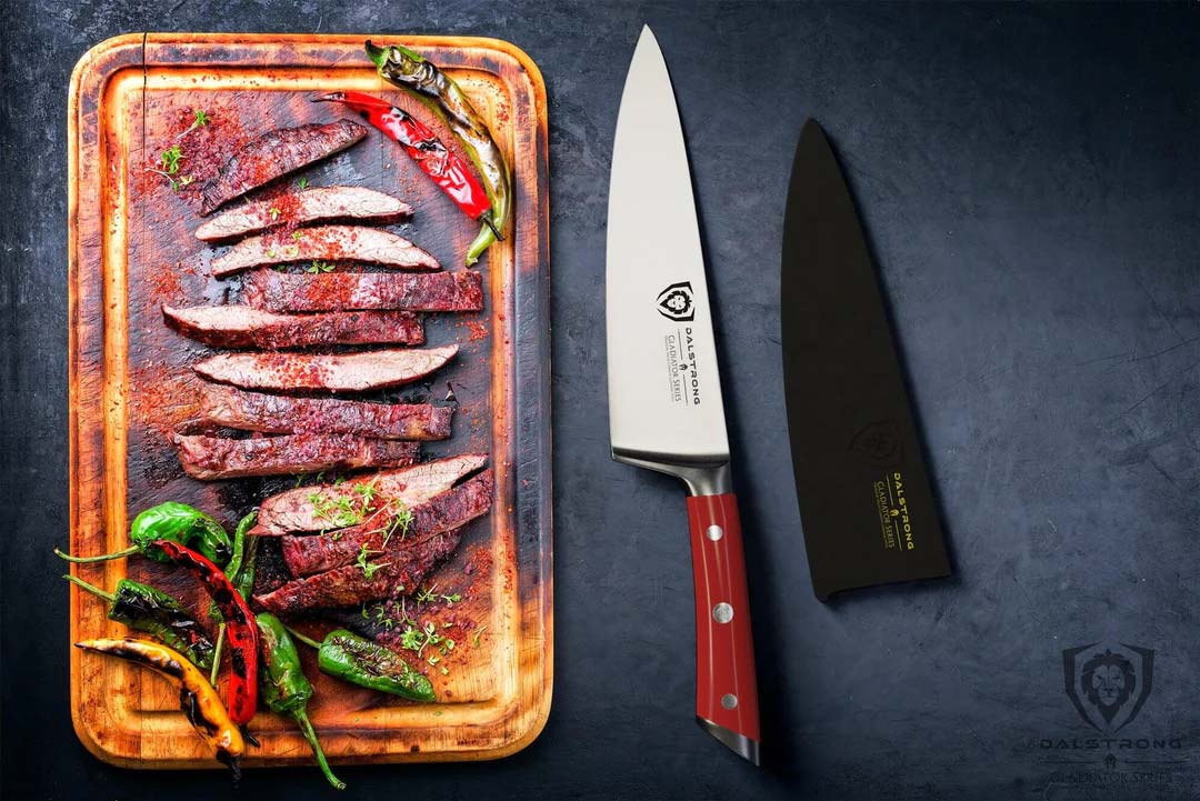 Chef's Knife 8" | Crimson Red Handle | Gladiator Series | NSF Certified | Dalstrong © - Image 8
