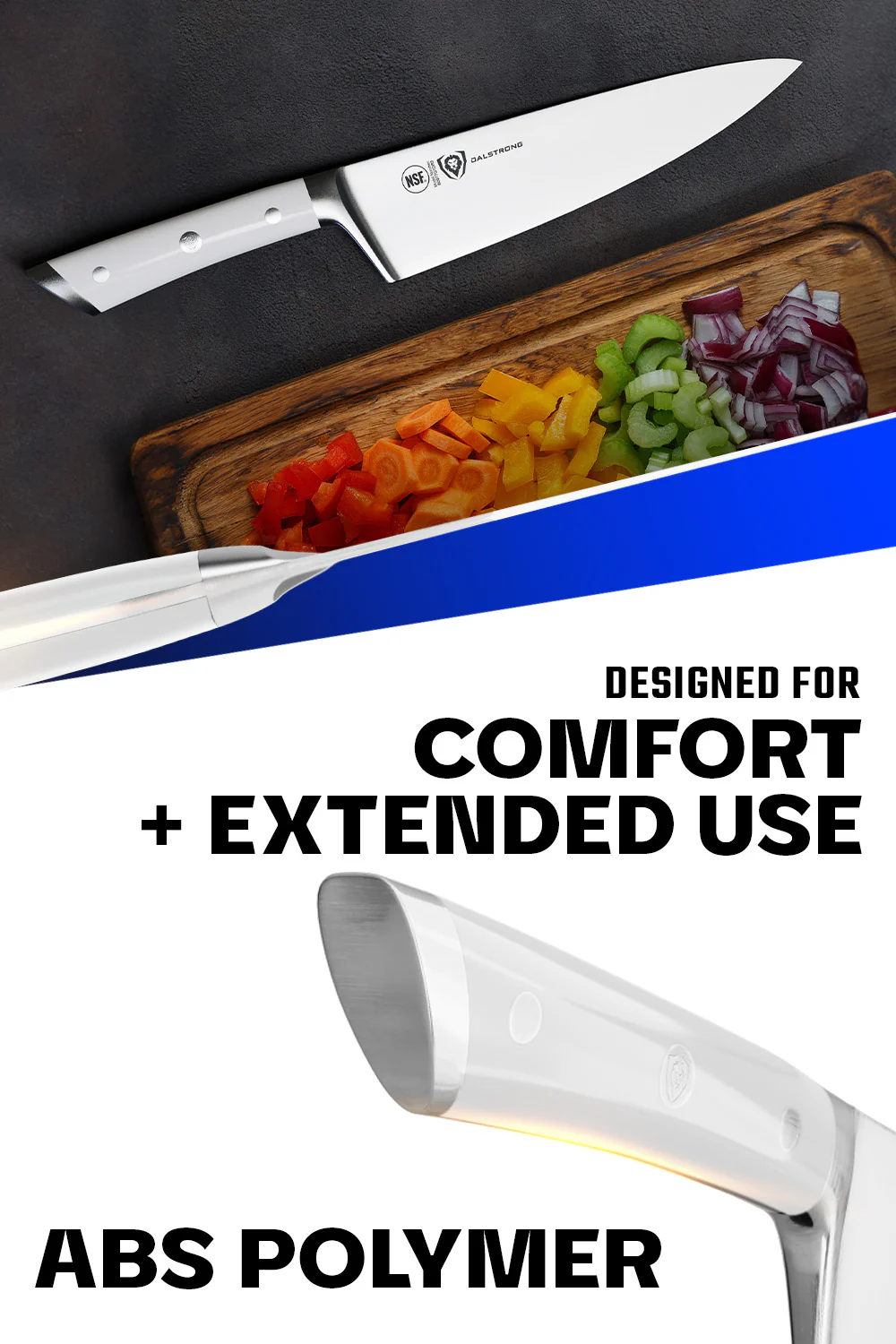 Chef's Knife 8" | Glacial White Handle | Gladiator Series | NSF Certified | Dalstrong © - Image 5