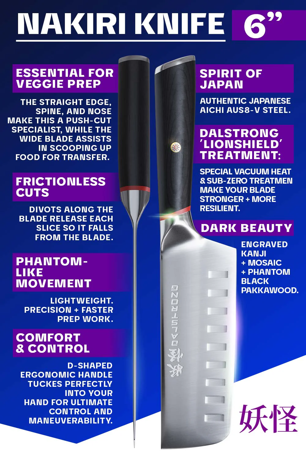 Nakiri Vegetable Knife 6" | Phantom Series | Dalstrong © - Image 5