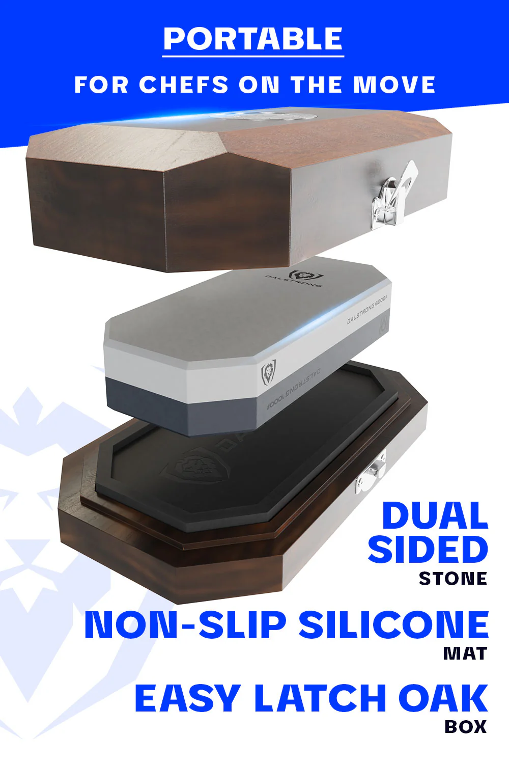 #1000 / #6000 Grit Combo with Oak Storage Box | Portable Whetstone Kit | Dalstrong © - Image 4