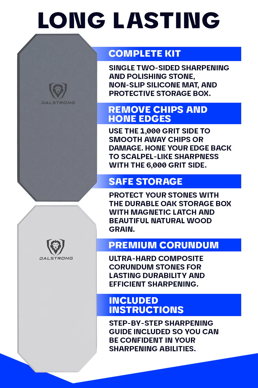 #1000 / #6000 Grit Combo with Oak Storage Box | Portable Whetstone Kit | Dalstrong © - Image 6