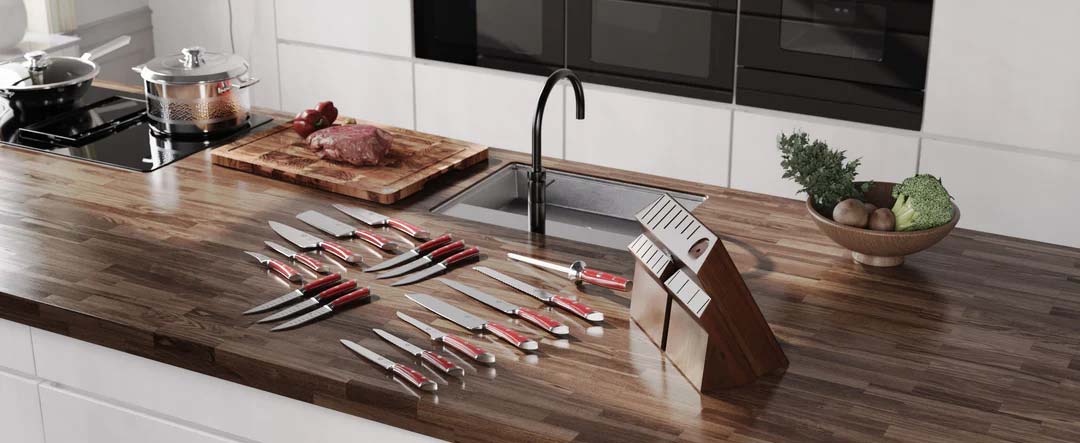18-piece Colossal Knife Set with Block | Red Handles | Gladiator Series | Knives NSF Certified | Dalstrong © - Image 8