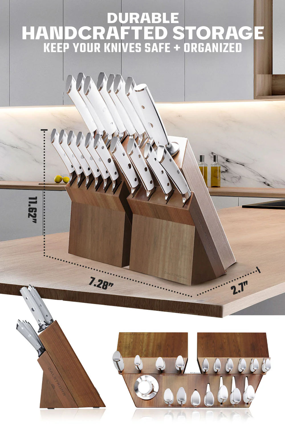 18-piece Colossal Knife Set with Block | White Handles | Gladiator Series | Knives NSF Certified | Dalstrong © - Image 7