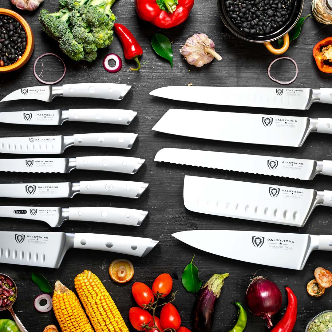 18-piece Colossal Knife Set with Block | White Handles | Gladiator Series | Knives NSF Certified | Dalstrong © - Image 8