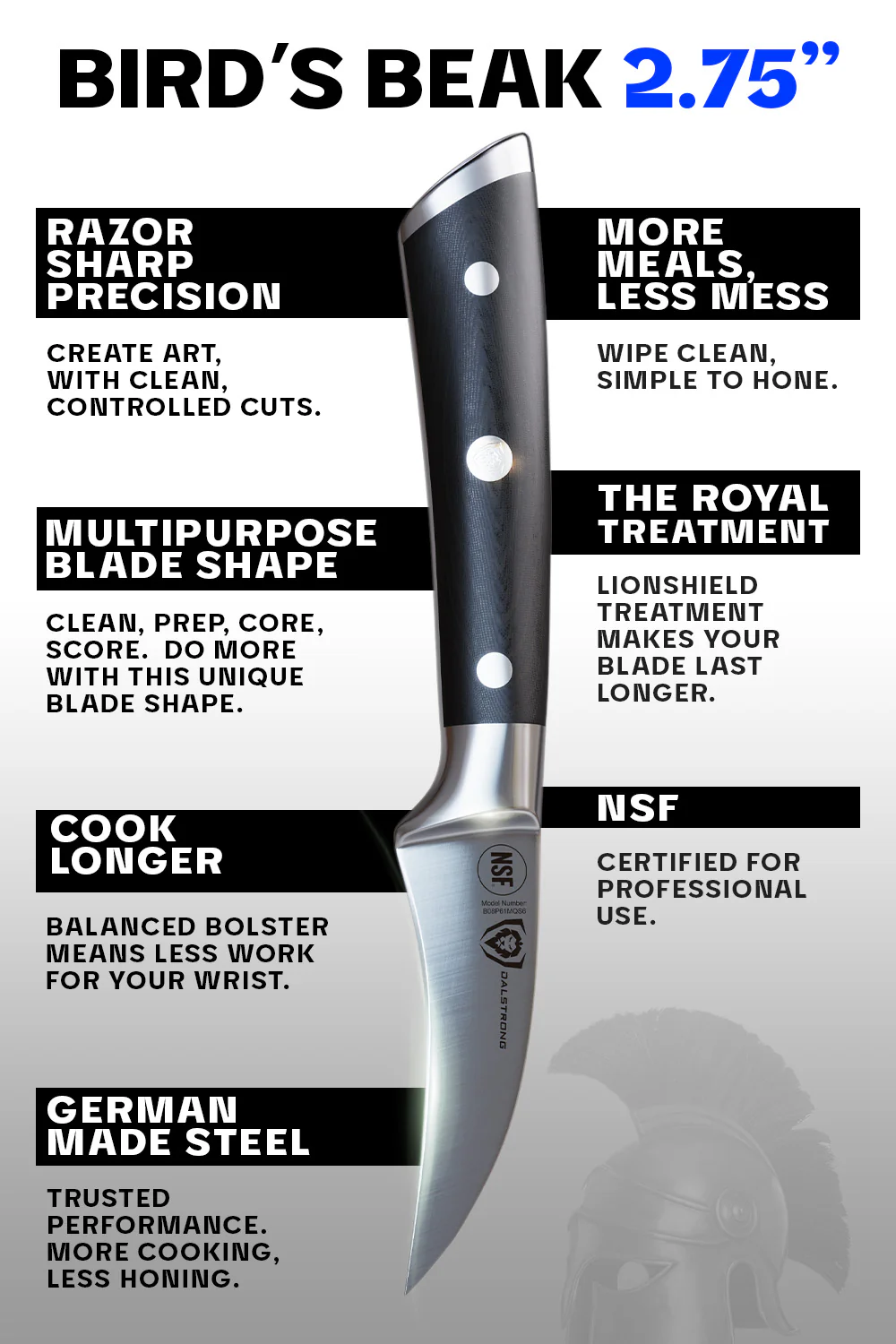 Bird's Beak Tourne Paring Knife 2.75" | Gladiator Series | NSF Certified | Dalstrong © - Image 7