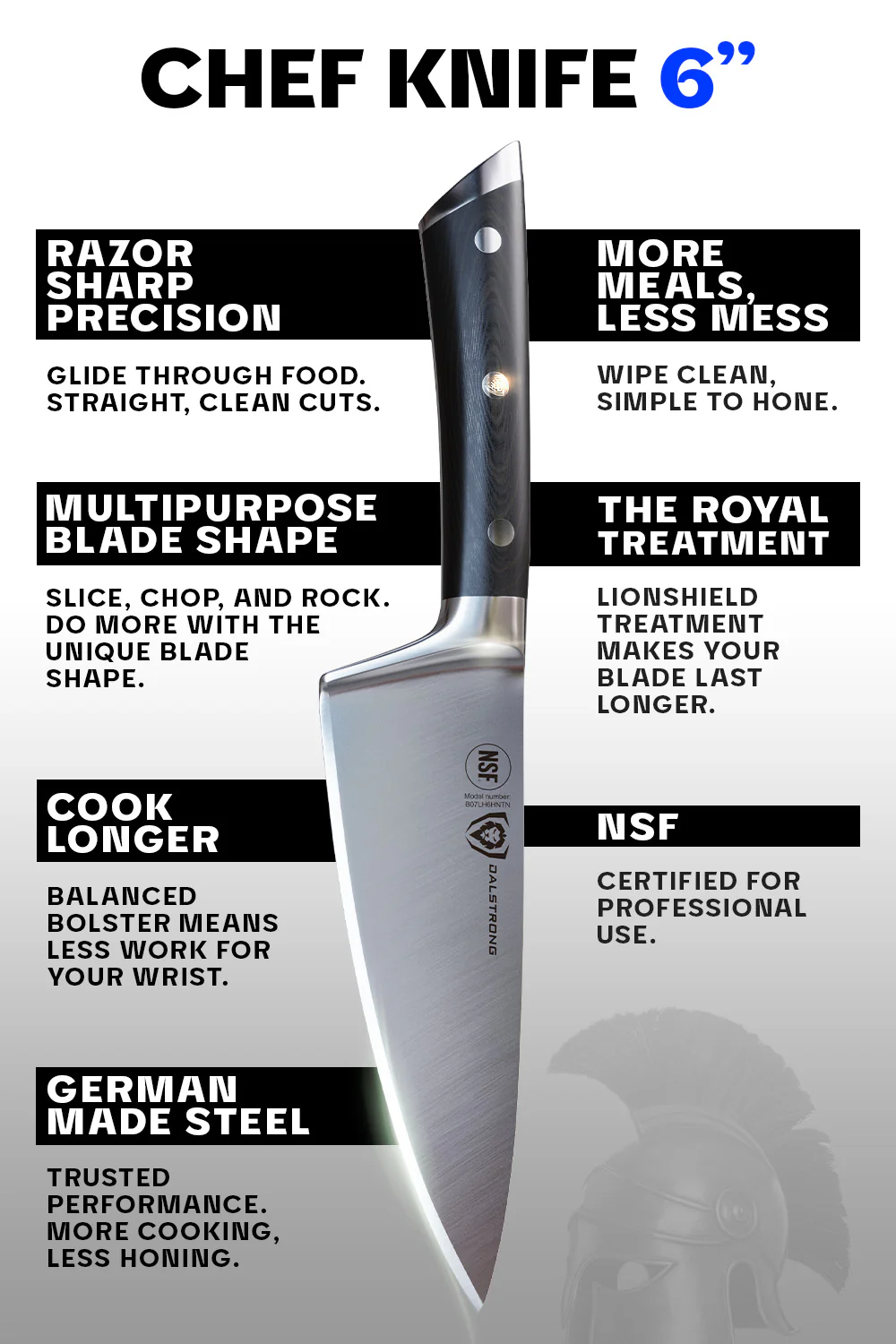 Chef's Knife 6" | Gladiator Series | NSF Certified | Dalstrong © - Image 6