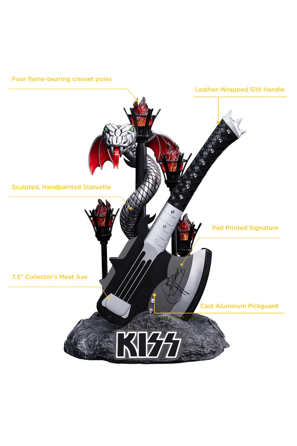 KISS™ x StudioForge™ | Gene Simmons’ HELLFIRE DEMON AXE | 7.5” Collector’s Meat Axe & Display Stand - Image 13
