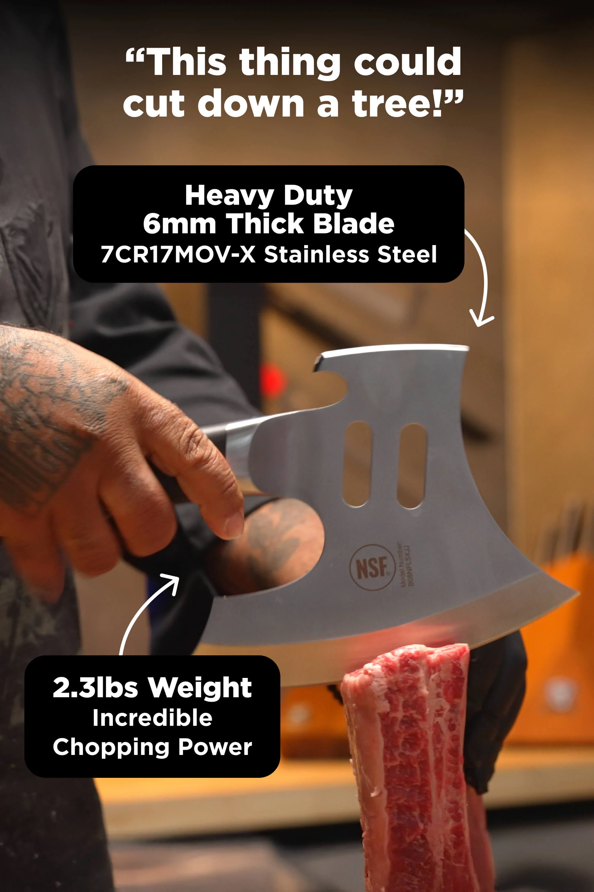 Meat Prep Bundle | 14" Annihilator Meat Cleaver with Stand + 8" Meat Chopper with Stand - Image 15