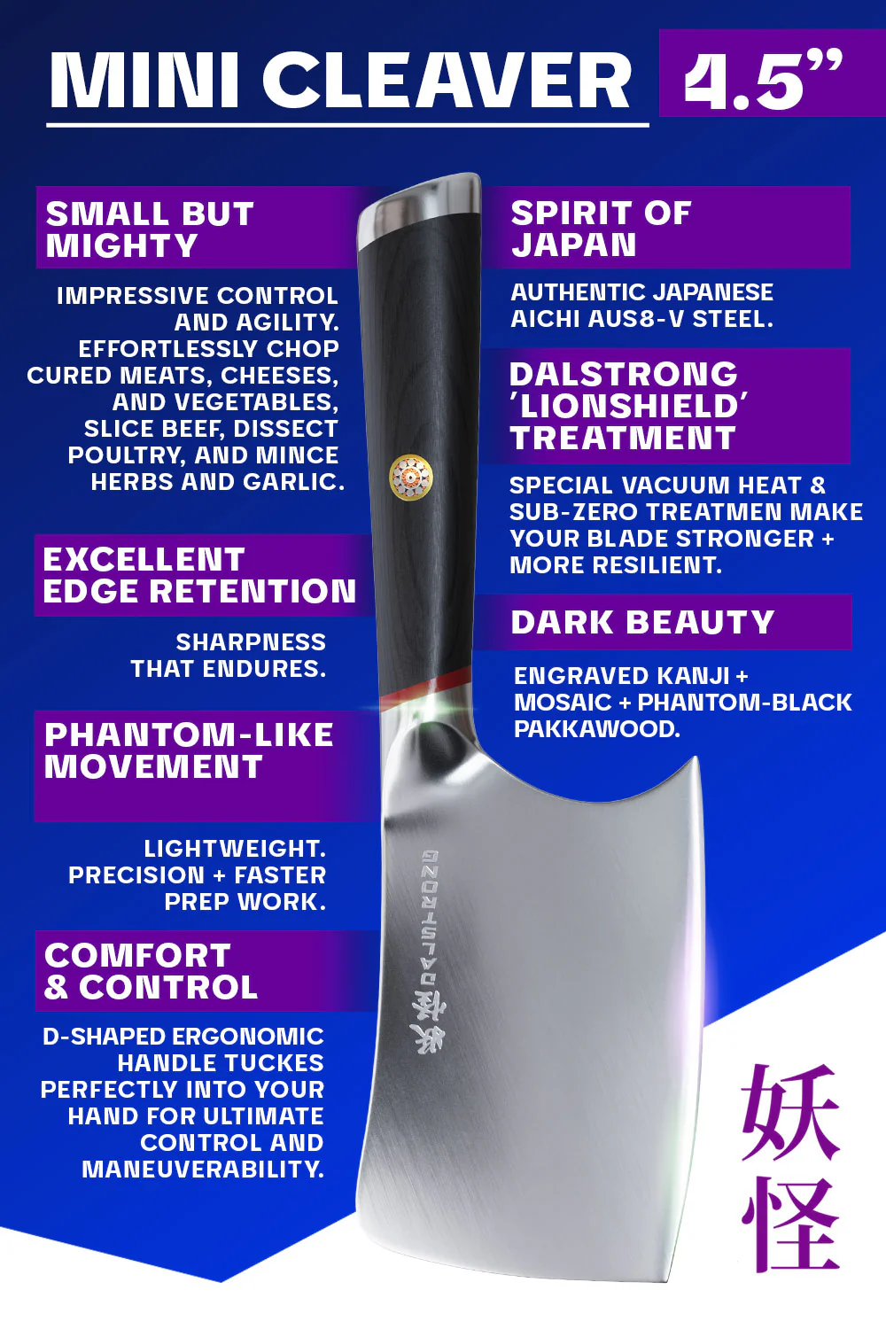 Mini Cleaver Knife 4.5" | Phantom Series | Dalstrong © - Image 5