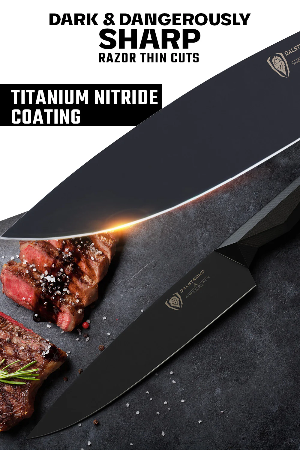 Chef's Knife 9.5" | Shadow Black Series | NSF Certified | Dalstrong © - Image 3