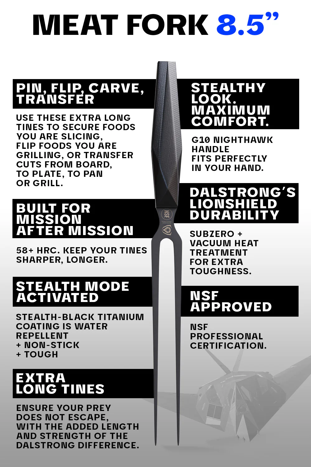 Meat Fork 8.5" | Shadow Black Series | NSF Certified | Dalstrong © - Image 6