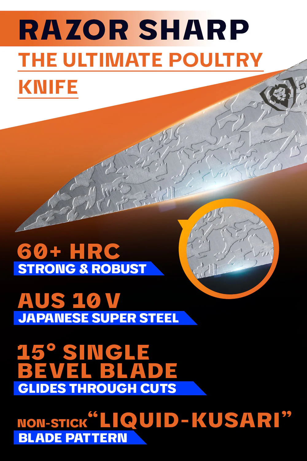 Honesuki Knife 5.5" | Single Bevel | Ronin Series | Dalstrong © - Image 3