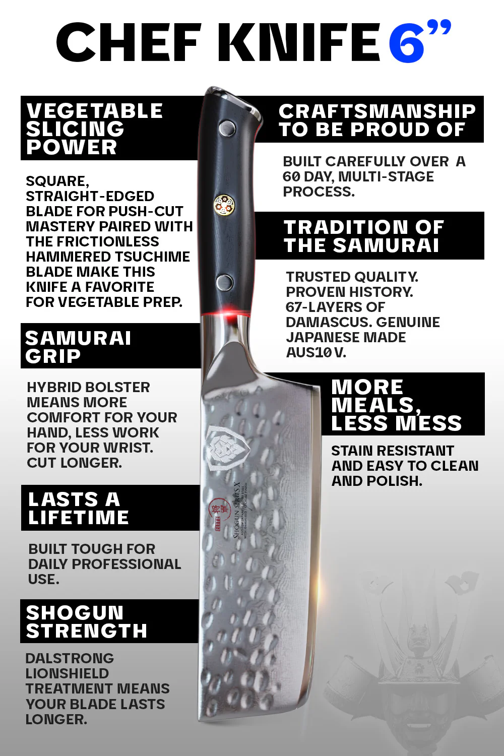 Nakiri Vegetable Knife 6" | Shogun Series ELITE | Dalstrong © - Image 7