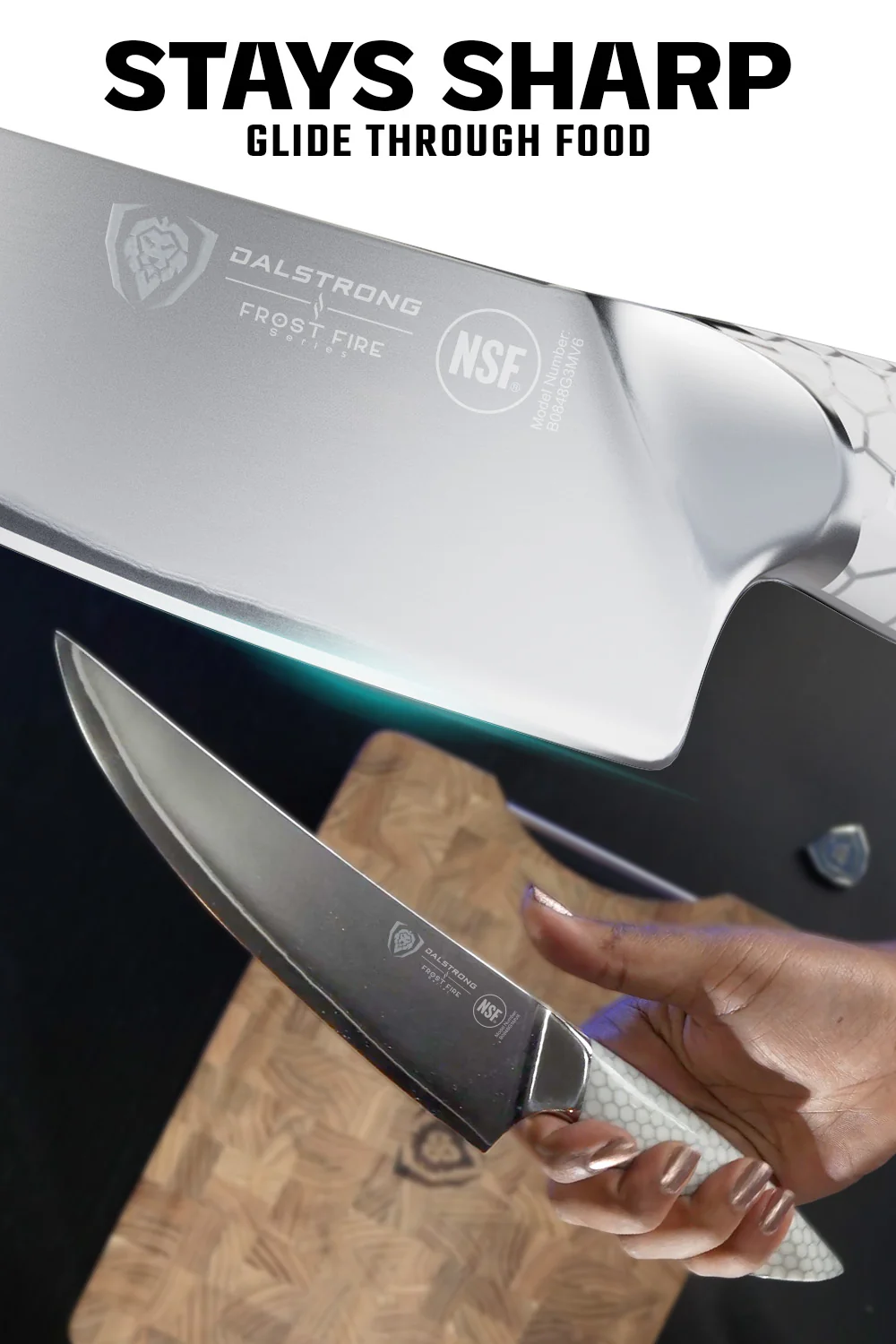 Chef's Knife 8" | Frost Fire Series | NSF Certified | Dalstrong © - Image 3