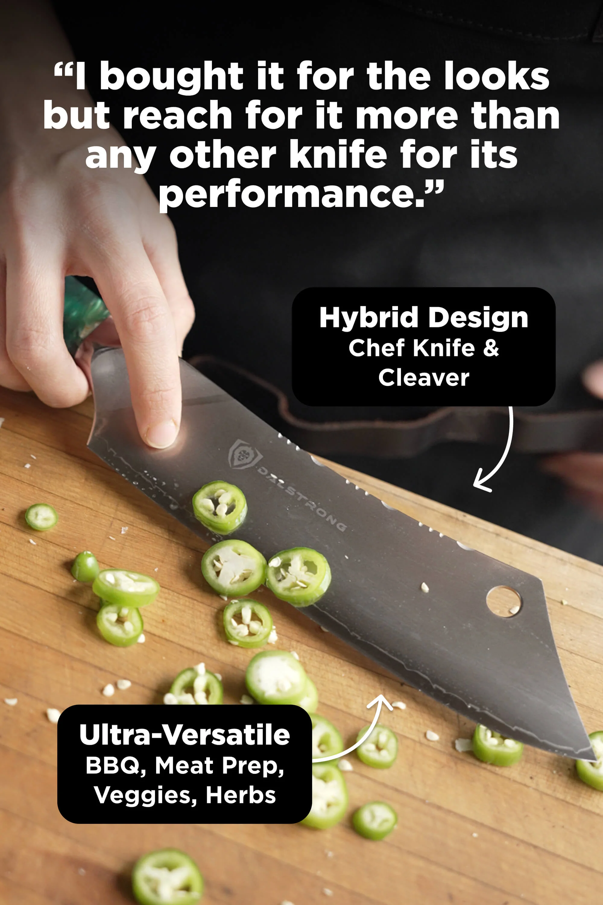 Chef & Cleaver Hybrid Knife 8" | The Crixus | Valhalla Series | Dalstrong © - Image 5