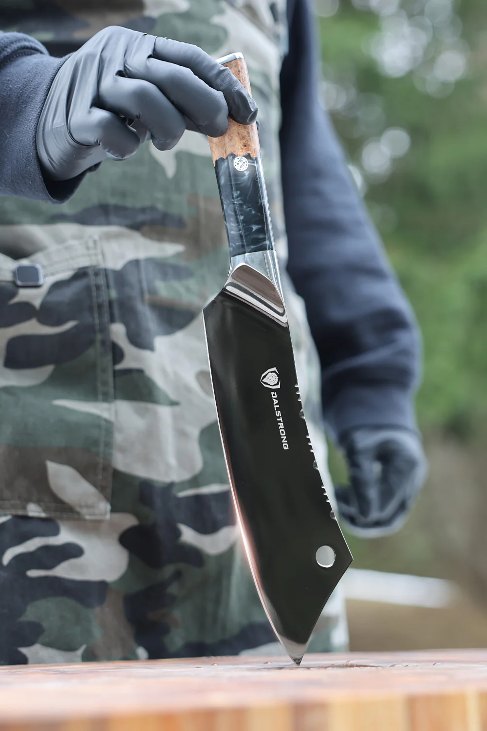 The Valhalla Series Ravenstone Bundle | 8" Chef-Cleaver Crixus Hybrid + 12" Slicing & Carving Knife - Image 5