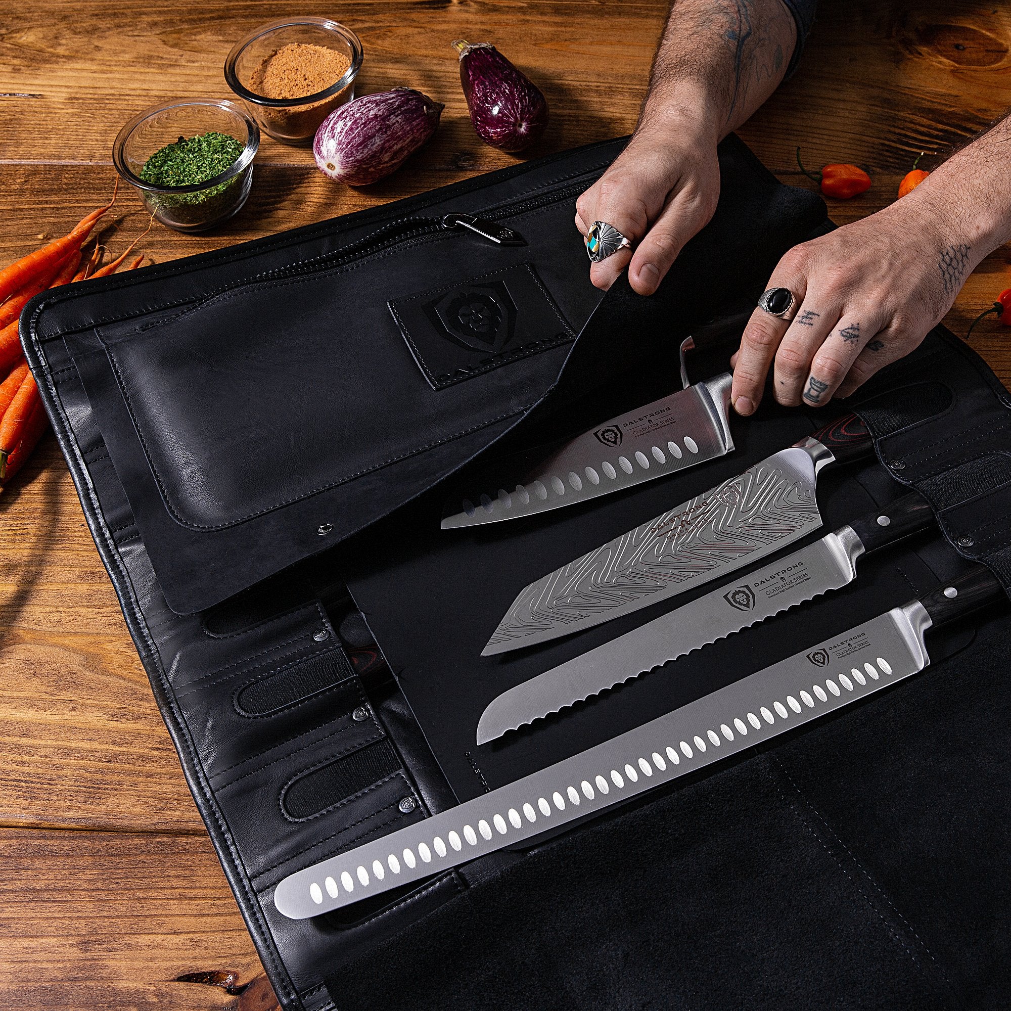 Midnight Black | Full Grain Leather | Vagabond Knife Roll | Dalstrong © - Image 7